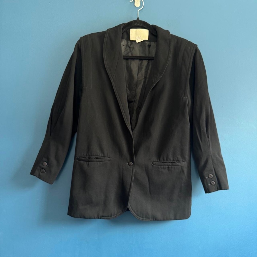 Vintage Black Wool Blazer Women's Size 4 Black Todd Ruta Norman Todd Retro Twee